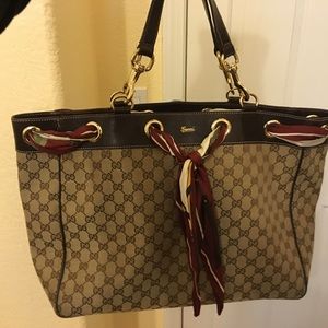Authentic GUCCI tote with scarf detail