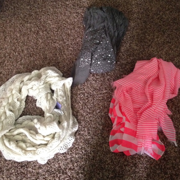 bundle of scarfs.