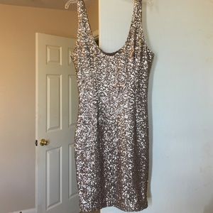 Sequin dark gold metal dress !!