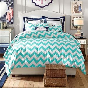 PBteen teal chevron duvet and sham
