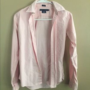 Pink and White Strip polo