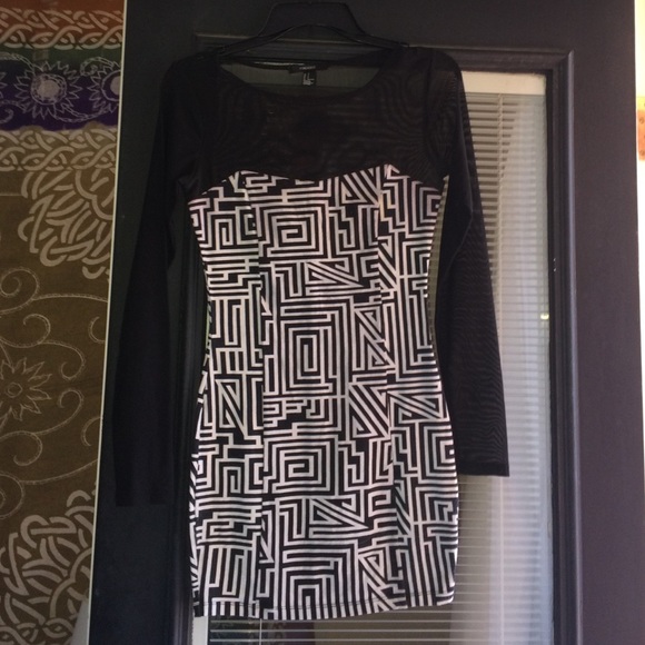 Cotton and mesh body con dress