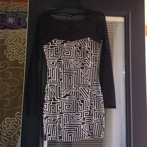 Cotton and mesh body con dress