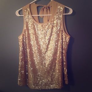 Gold Sequin Sleeveless Blouse