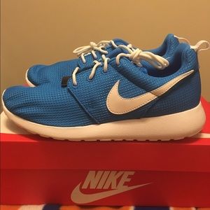 Women's Blue and White Nike Roshes