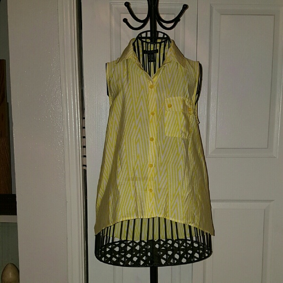 Yellow & White Collared Top