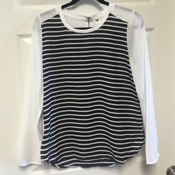 Sheer black and white blouse