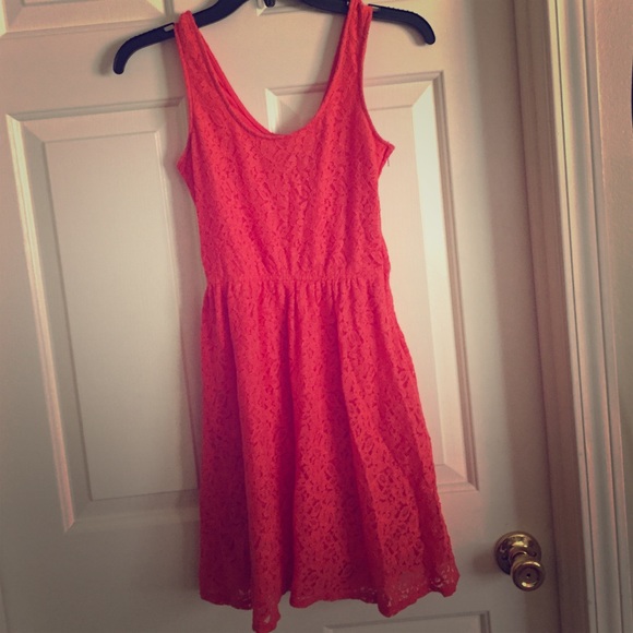 Orange flowery lace dress