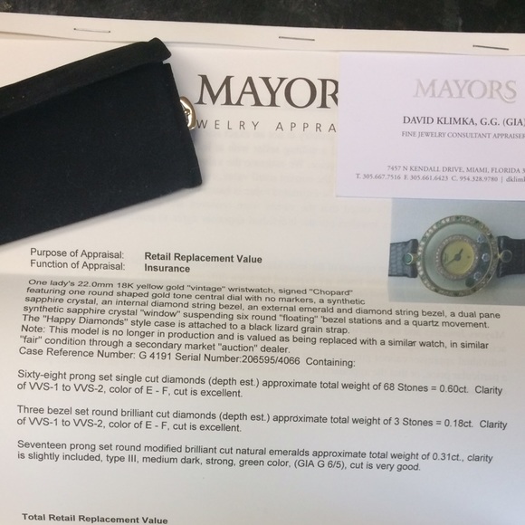 Chopard Happy watch w/ diamonds and emeralds 18k - Picture 3 of 4