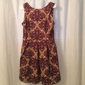Cream and Burgundy dress size M