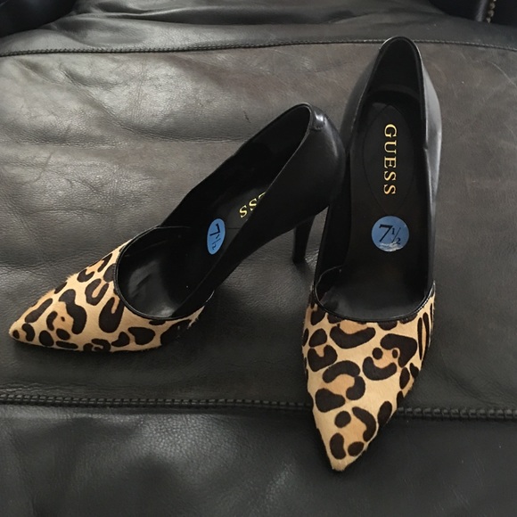 Guess real calf hair Leopard / leather heels