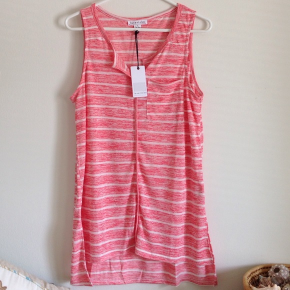 🚫SOLD BUNDLE🚫 Coral Stripe Sleeveless - Picture 3 of 4