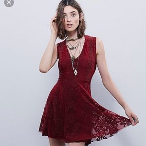 free people ruby red  "reign over me" lace dress.