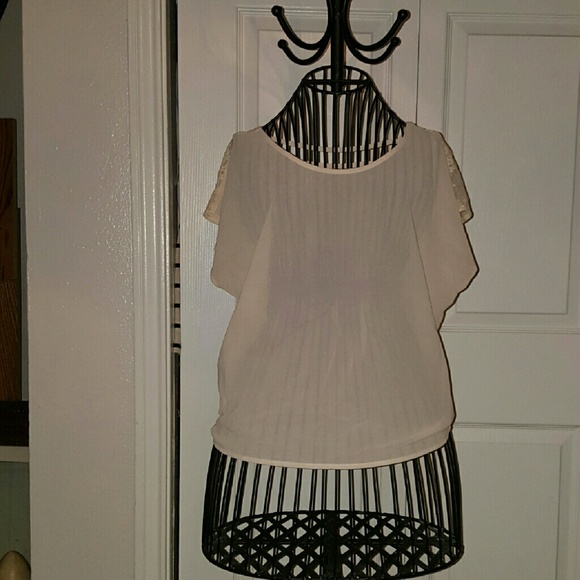 Forever 21 Cream Lace Back Top