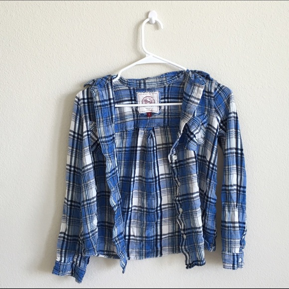 Blue flannel crop jacket!