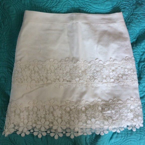 White Crochet Lace Jcrew Skirt 00
