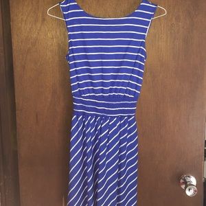 Blue and white striped dress