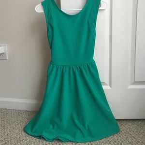 Emerald green, open back dress!