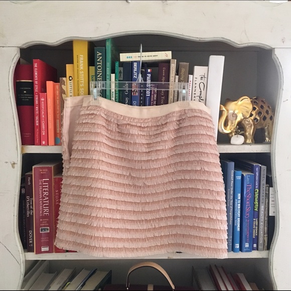 Pink feathery fringe mini skirt