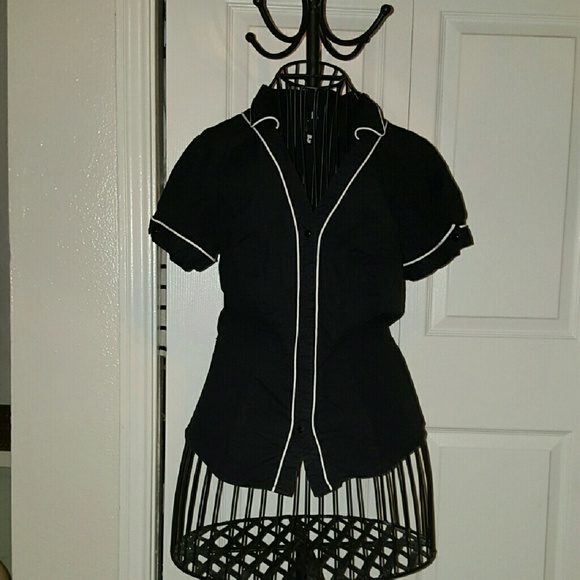 Black & White Button Up Top