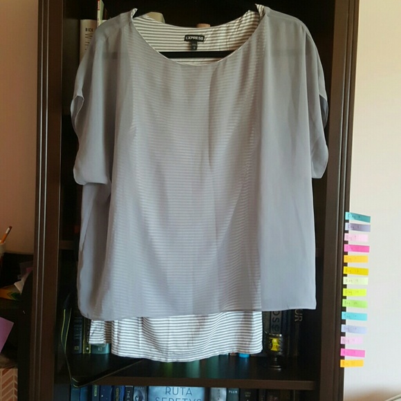 Express striped tank with chiffon overlay