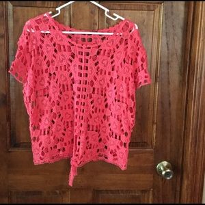Top - crocheted - peach