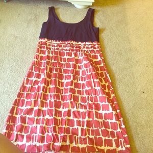 Boden boutique orange and navy dress