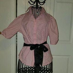 Pink & Black Button Up Top