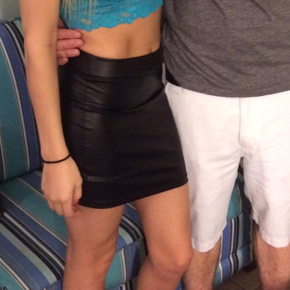 Black faux leather skirt