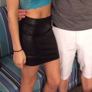 Black faux leather skirt