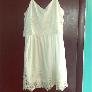 White dress with overlay and lace details