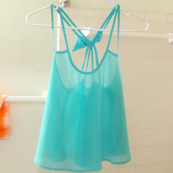 Sheer aqua tank top