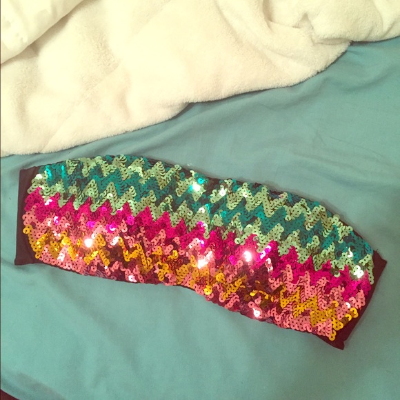 Sequins Bandeau Swim Top