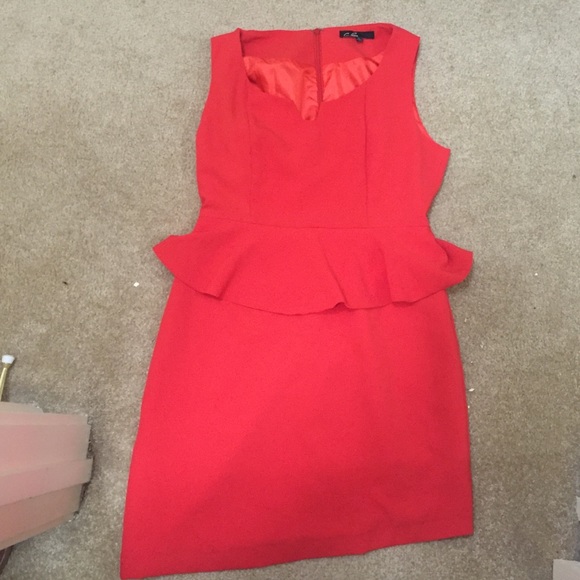 Red peplum dress