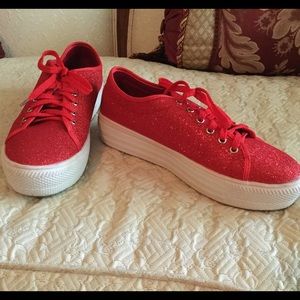 Red glitter tennis shoes