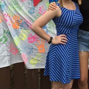 Blue and white dress