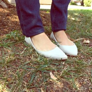 White Pointed Toe Flats
