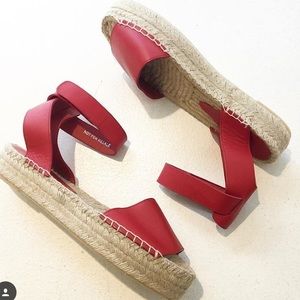 Vince Red Leather Espadrilles