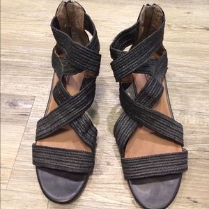 Lucky brand black strappy wedge sandals