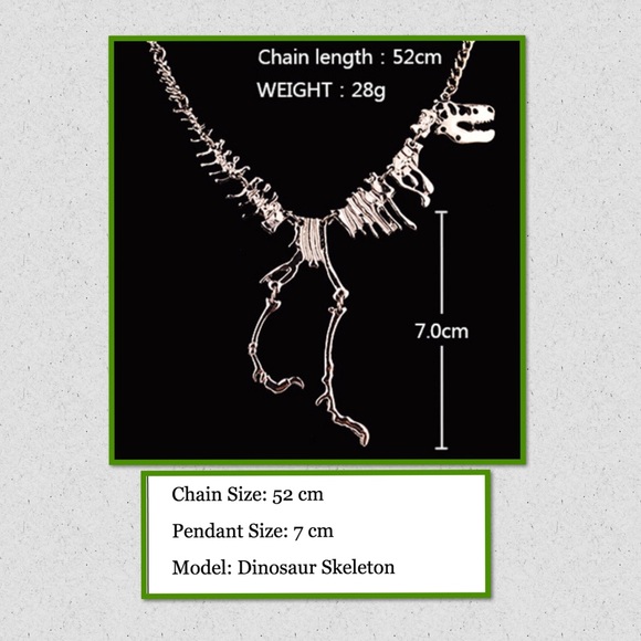Punk cool dinosaur skeleton necklace - Picture 3 of 3