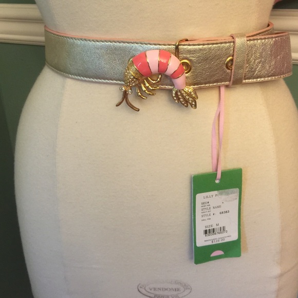 Lilly Pulitzer Accessories - Lilly Pulitzer shrimp gold belt