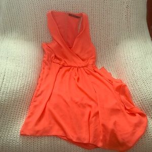Coral asymmetrical dress with amazing details