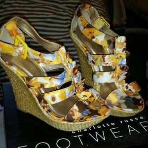 Yellow floral wedges