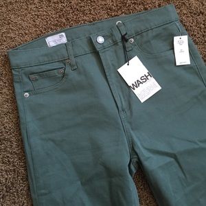NWT Gap LONG Green Sateen High Rise Skinny Jeans