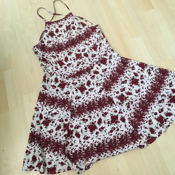 Halter, open back, sundress.