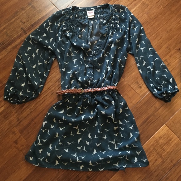Sheer bird tunic shirt