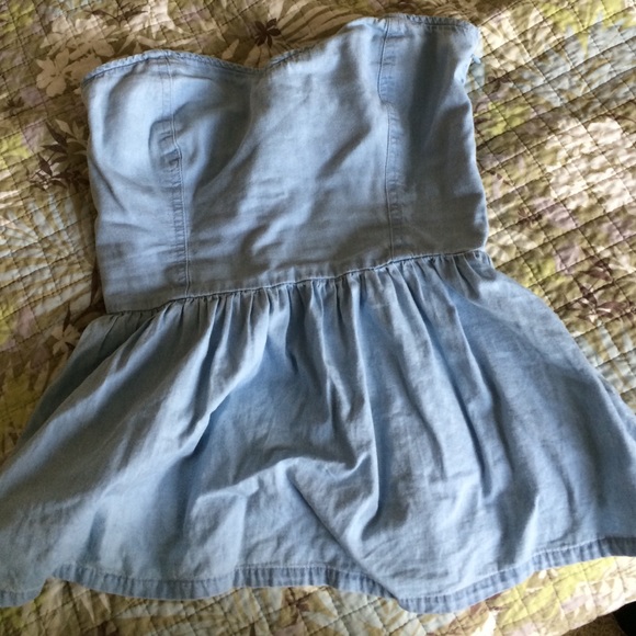 Denim, strapless Kendall and Kylie top