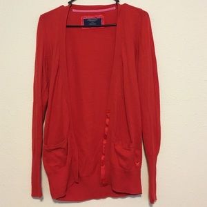 Red long cardigan