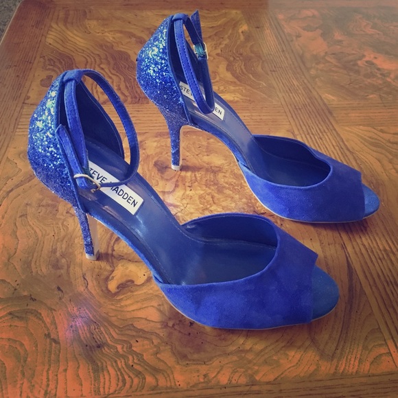 Steve Madden Blue Suede & Glitter Heels