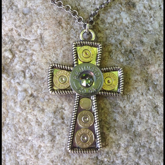 Bullet and Cross Necklace, bullet jewelry